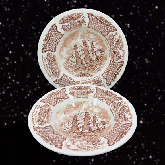 Fair Winds Alfred Meakin Staffordshire England Ceramic Bowl 2 pcs Set Grand Turk - Picture 12 of 12